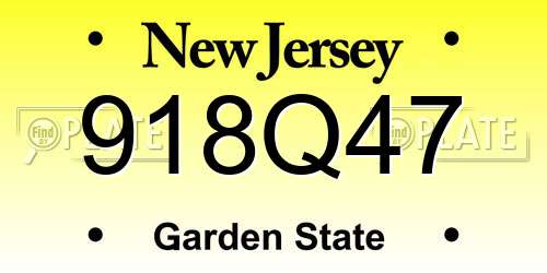 918Q47 New Jersey License Plate