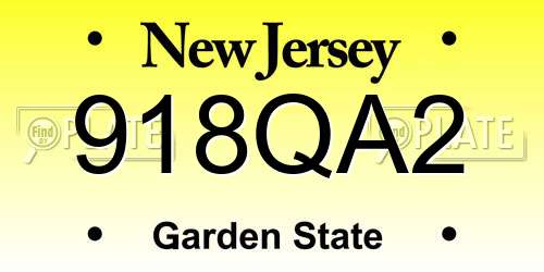 918QA2 New Jersey License Plate