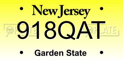 918QAT New Jersey License Plate