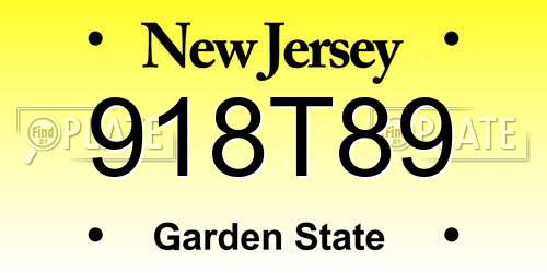 918T89 New Jersey License Plate