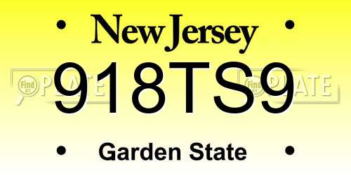 918TS9 New Jersey License Plate