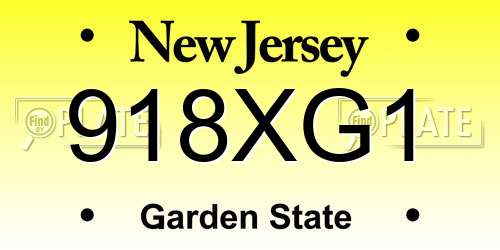 918XG1 New Jersey License Plate