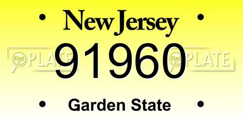 91960 New Jersey License Plate