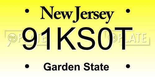 91KS0T New Jersey License Plate