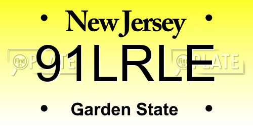 91LRLE New Jersey License Plate
