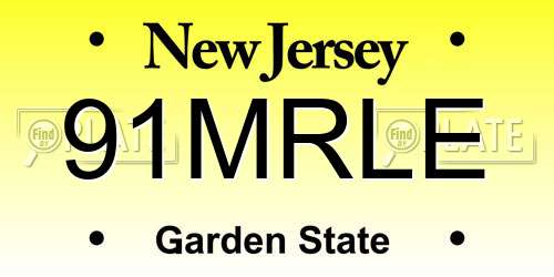 91MRLE New Jersey License Plate