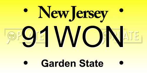91WON New Jersey License Plate