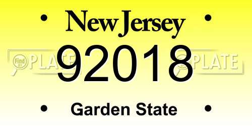 92018 New Jersey License Plate