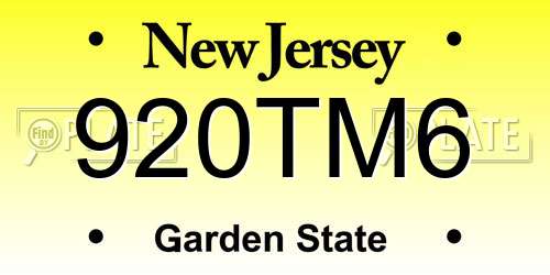920TM6 New Jersey License Plate