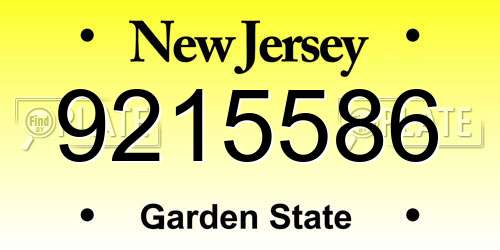9215586 New Jersey License Plate