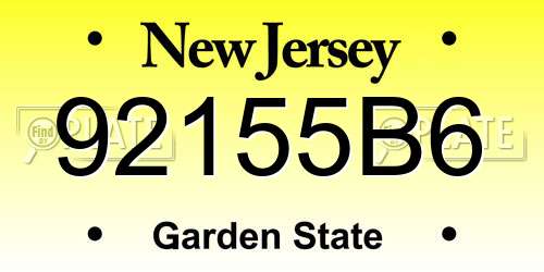 92155B6 New Jersey License Plate