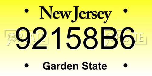 92158B6 New Jersey License Plate