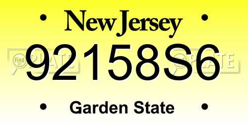 92158S6 New Jersey License Plate