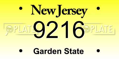 9216 New Jersey License Plate