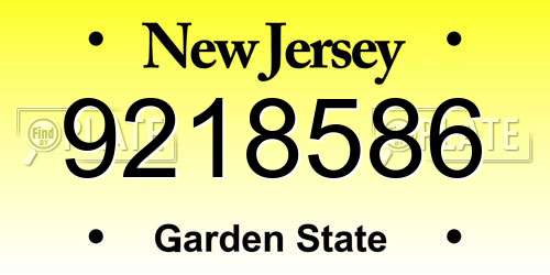 9218586 New Jersey License Plate