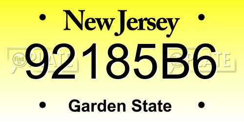 92185B6 New Jersey License Plate
