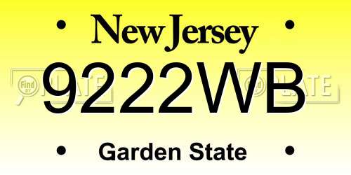 9222WB New Jersey License Plate