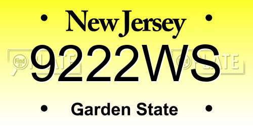 9222WS New Jersey License Plate