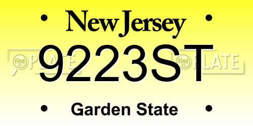 9223ST New Jersey License Plate