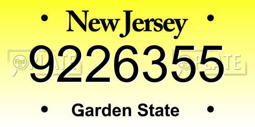 9226355 New Jersey License Plate