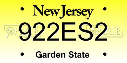 922ES2 New Jersey License Plate