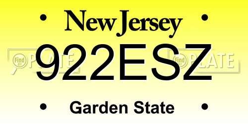 922ESZ New Jersey License Plate