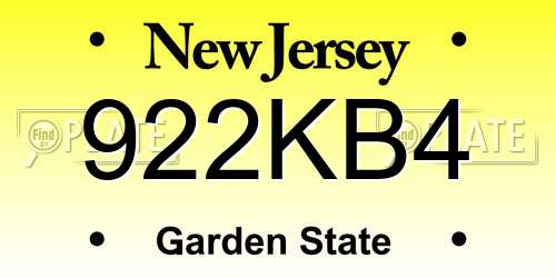922KB4 New Jersey License Plate