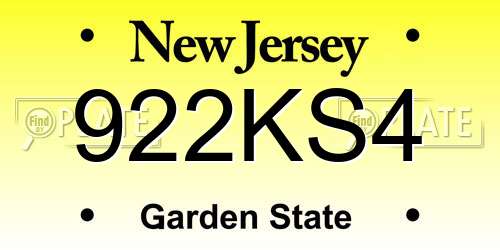 922KS4 New Jersey License Plate