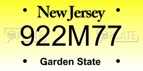 922M77 New Jersey License Plate