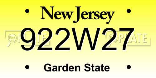 922W27 New Jersey License Plate