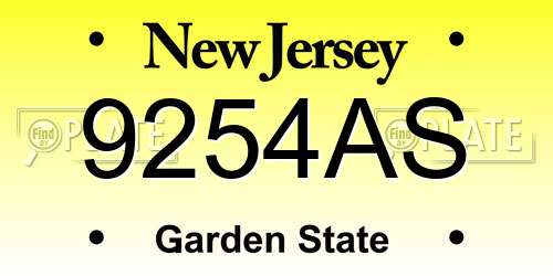 9254AS New Jersey License Plate