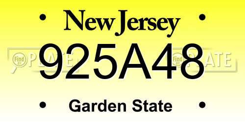 925A48 New Jersey License Plate
