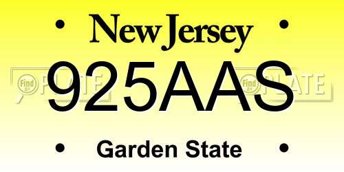 925AAS New Jersey License Plate