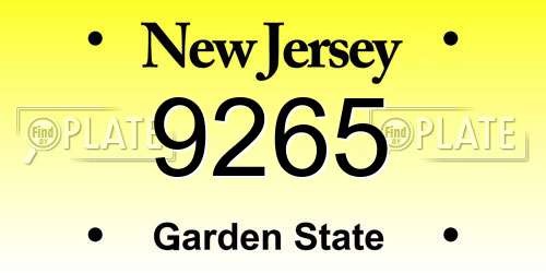 9265 New Jersey License Plate