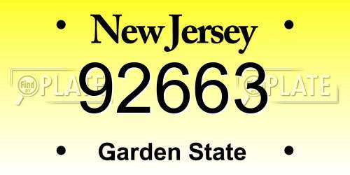 92663 New Jersey License Plate