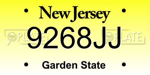 9268JJ New Jersey License Plate