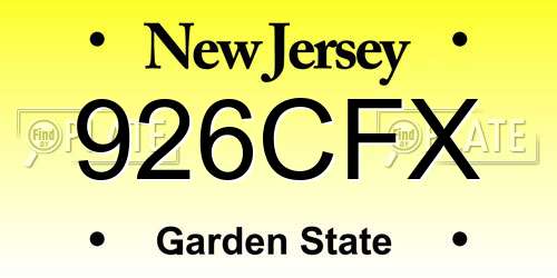 926CFX New Jersey License Plate