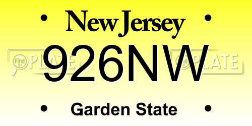 926NW New Jersey License Plate