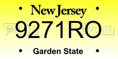 9271RO New Jersey License Plate