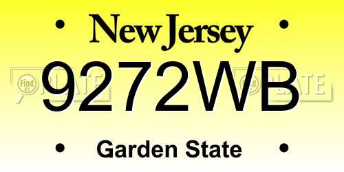 9272WB New Jersey License Plate