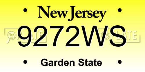 9272WS New Jersey License Plate
