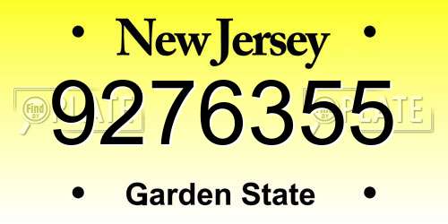 9276355 New Jersey License Plate