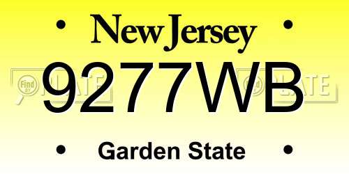 9277WB New Jersey License Plate