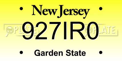 927IR0 New Jersey License Plate