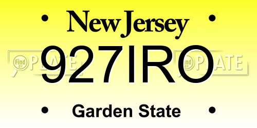 927IRO New Jersey License Plate