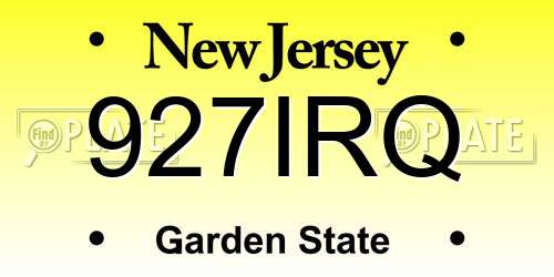 927IRQ New Jersey License Plate