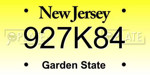 927K84 New Jersey License Plate