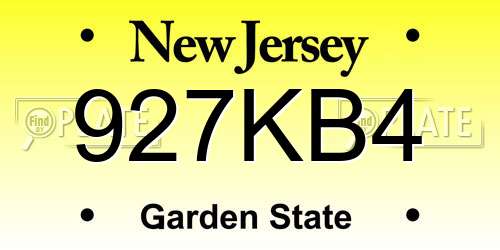 927KB4 New Jersey License Plate