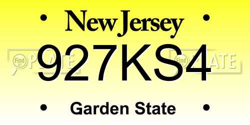 927KS4 New Jersey License Plate