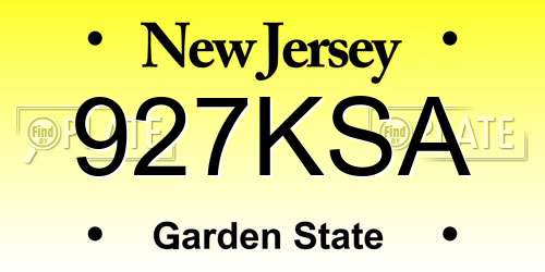927KSA New Jersey License Plate
